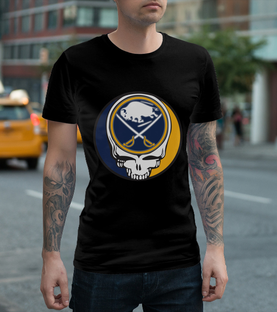 Buffalo Sabres Logo with Grateful Dead Skull Design for Fans T-Shirt