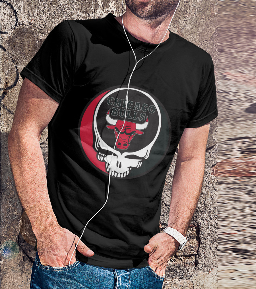 Grateful Dead Skull With Chicago Bulls T-Shirt