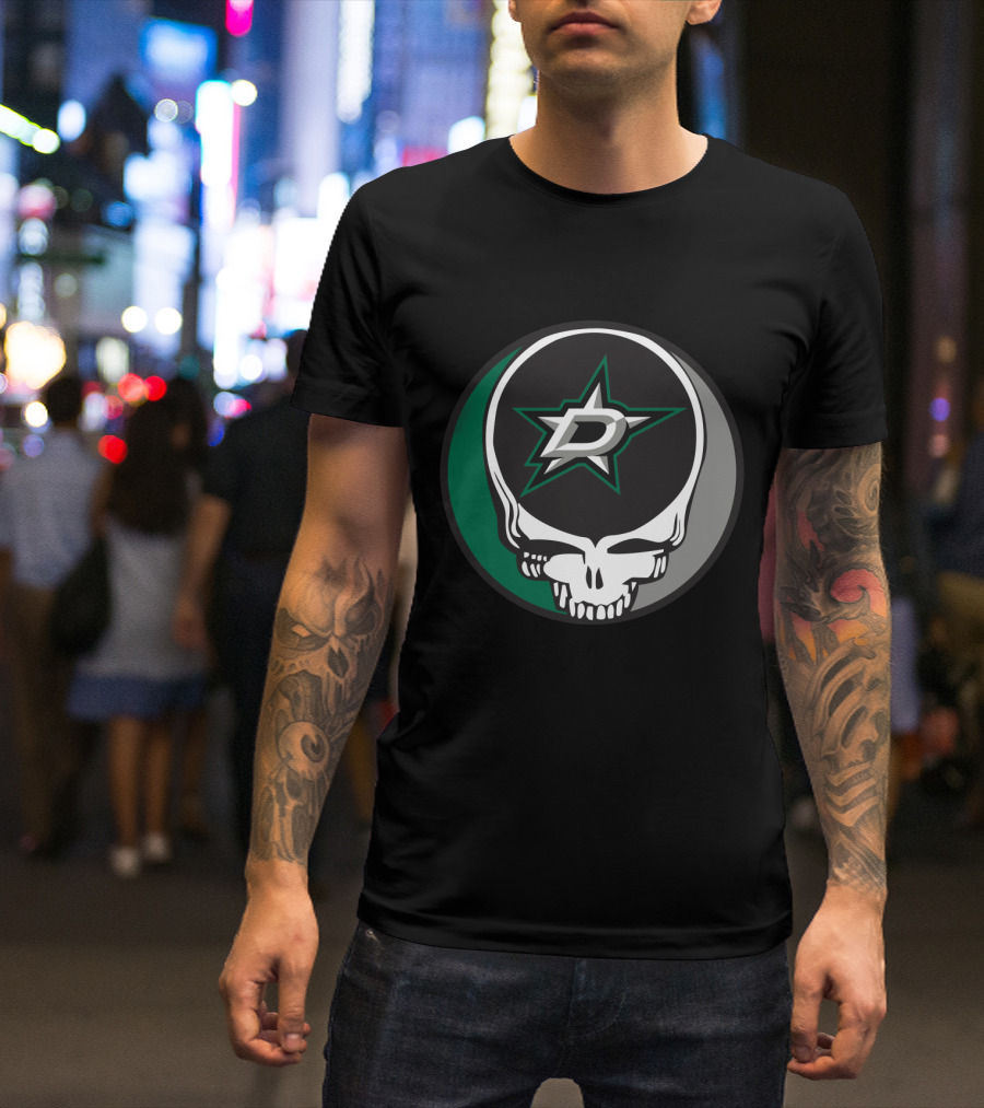 Dallas Stars Grateful Dead Skull Logo Fan T-Shirt