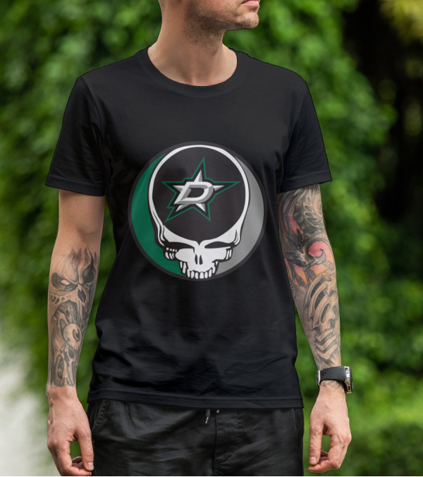 Dallas Stars Grateful Dead Skull Logo Fan T-Shirt