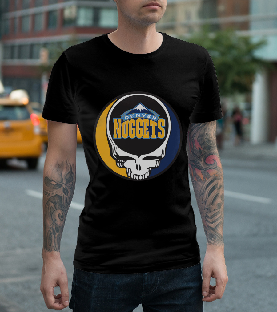 Denver Nuggets Grateful Dead Skull Logo With Mountain Symbol T-Shirt