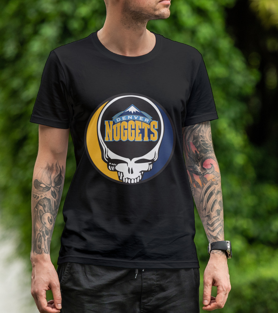 Denver Nuggets Grateful Dead Skull Logo With Mountain Symbol T-Shirt