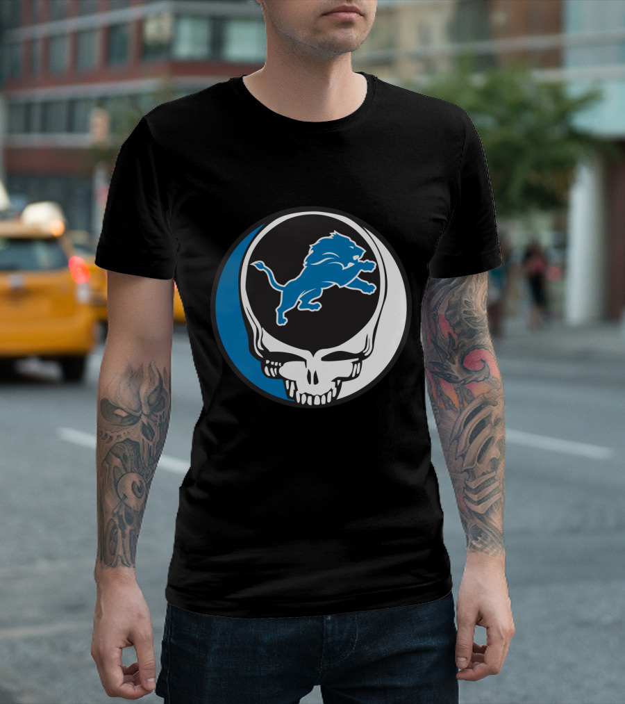 Detroit Lions Fans Grateful Dead Logo Fusion T-Shirt
