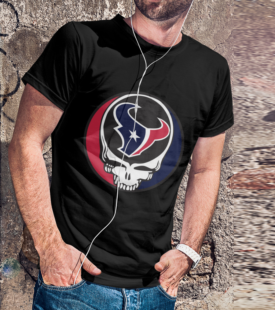 Grateful Dead Skull With Houston Texans Logo For Fans T-Shirt