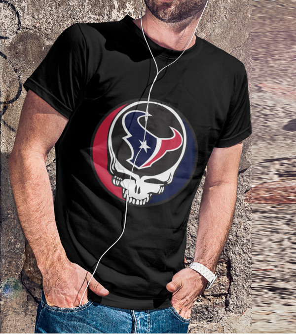 Grateful Dead Skull With Houston Texans Logo For Fans T-Shirt