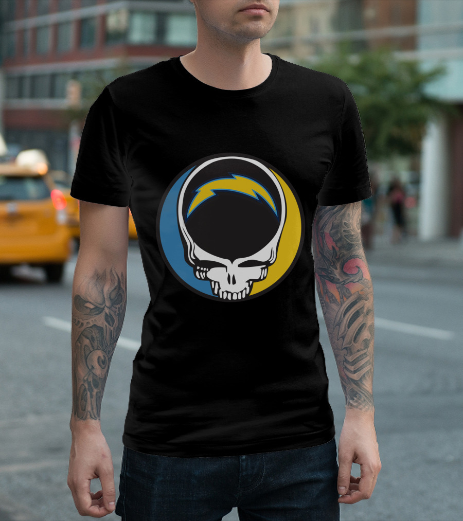 Grateful Dead And Los Angeles Chargers Logo Fusion For Fans T-Shirt