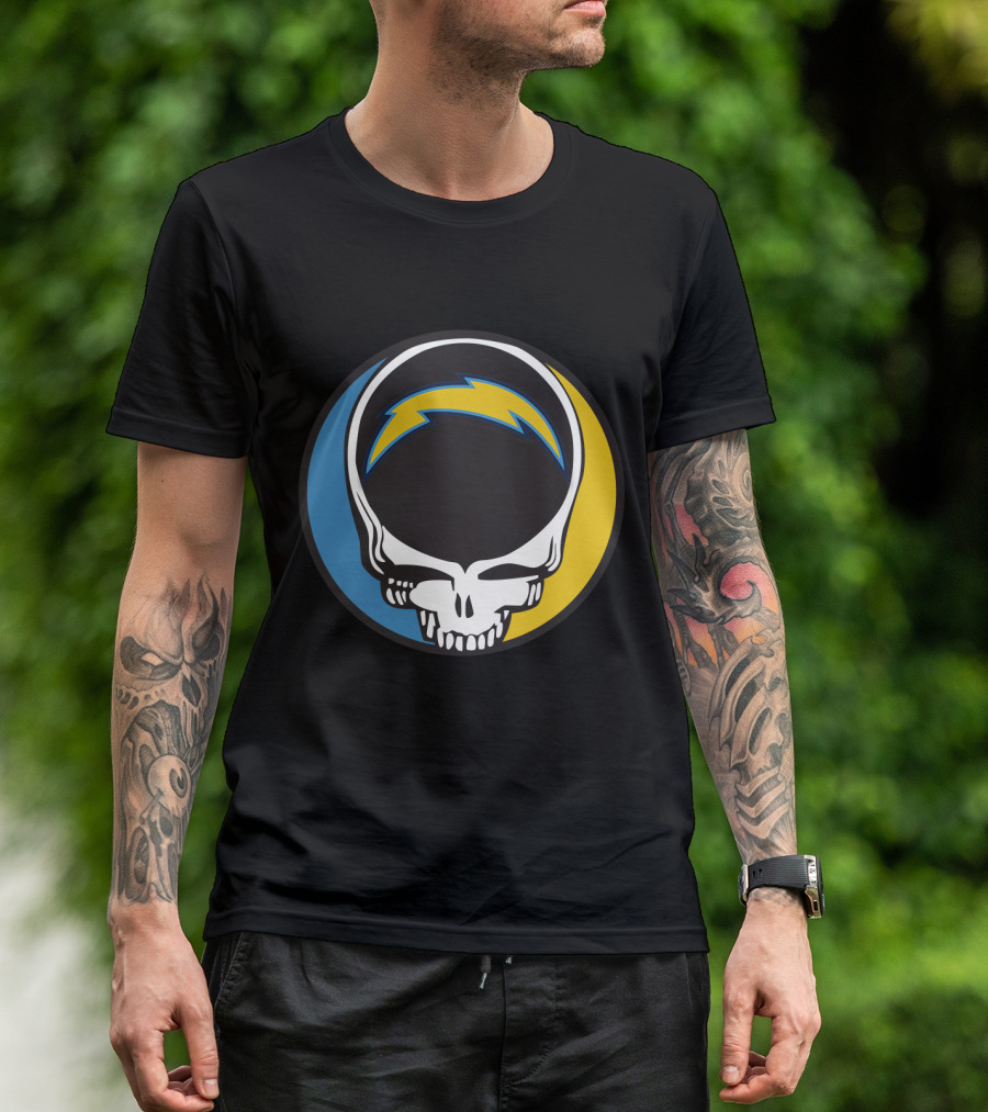 Grateful Dead And Los Angeles Chargers Logo Fusion For Fans T-Shirt