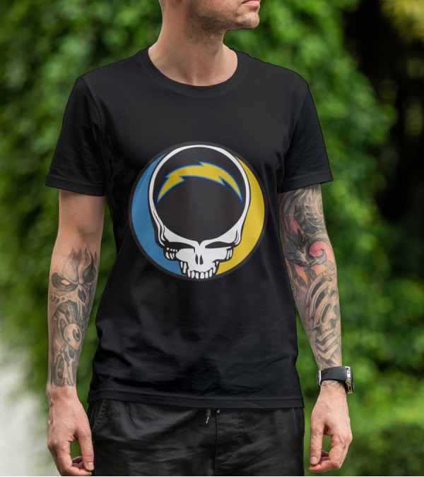 Grateful Dead And Los Angeles Chargers Logo Fusion For Fans T-Shirt