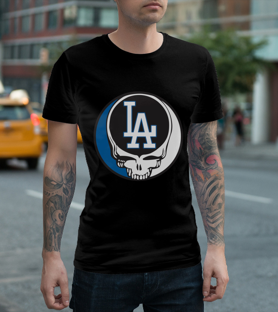 Grateful Dead Los Angeles Dodgers Fans Iconic Skull Logo Fusion T-Shirt
