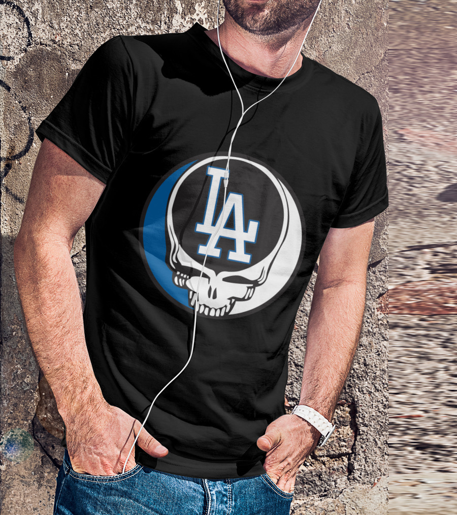 Grateful Dead Los Angeles Dodgers Fans Iconic Skull Logo Fusion T-Shirt