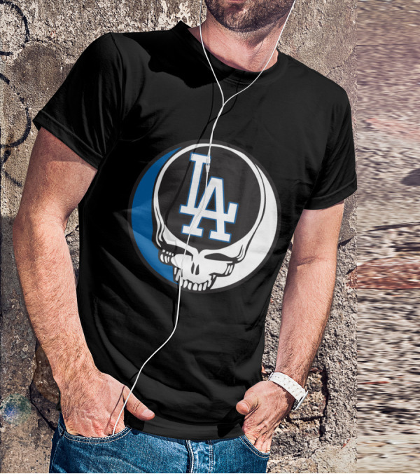 Grateful Dead Los Angeles Dodgers Fans Iconic Skull Logo Fusion T-Shirt