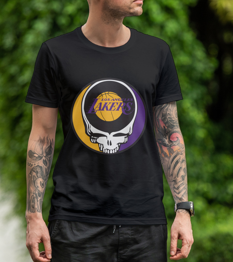 Grateful Dead Los Angeles Lakers Basketball Skull T-Shirt