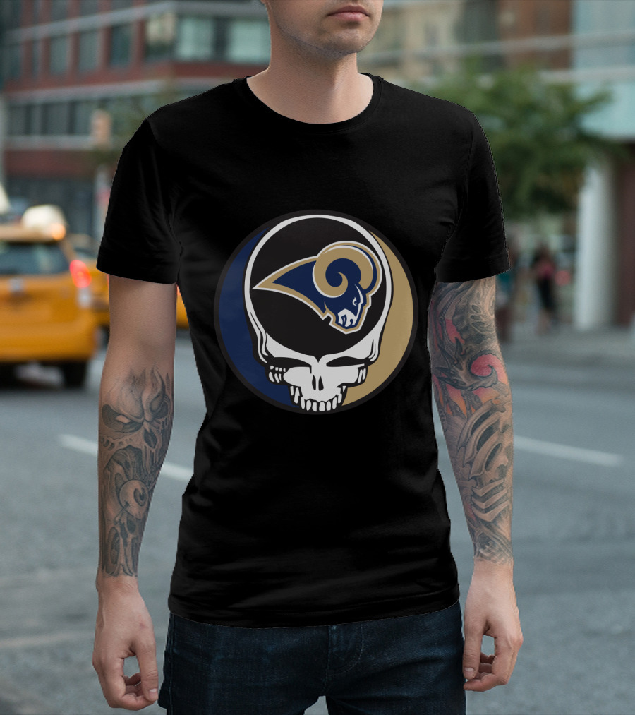 Grateful Dead Skull With Los Angeles Rams T-Shirt