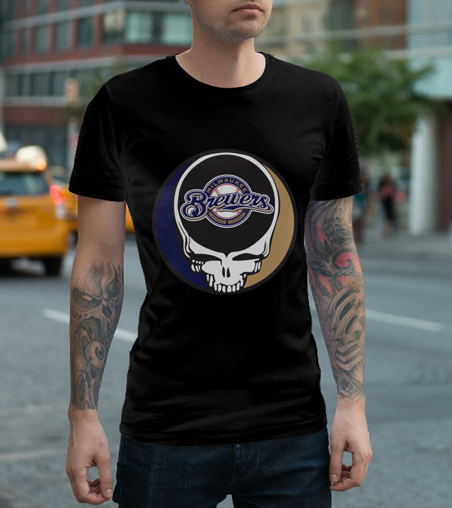 Milwaukee Brewers Grateful Dead Skull T-Shirt