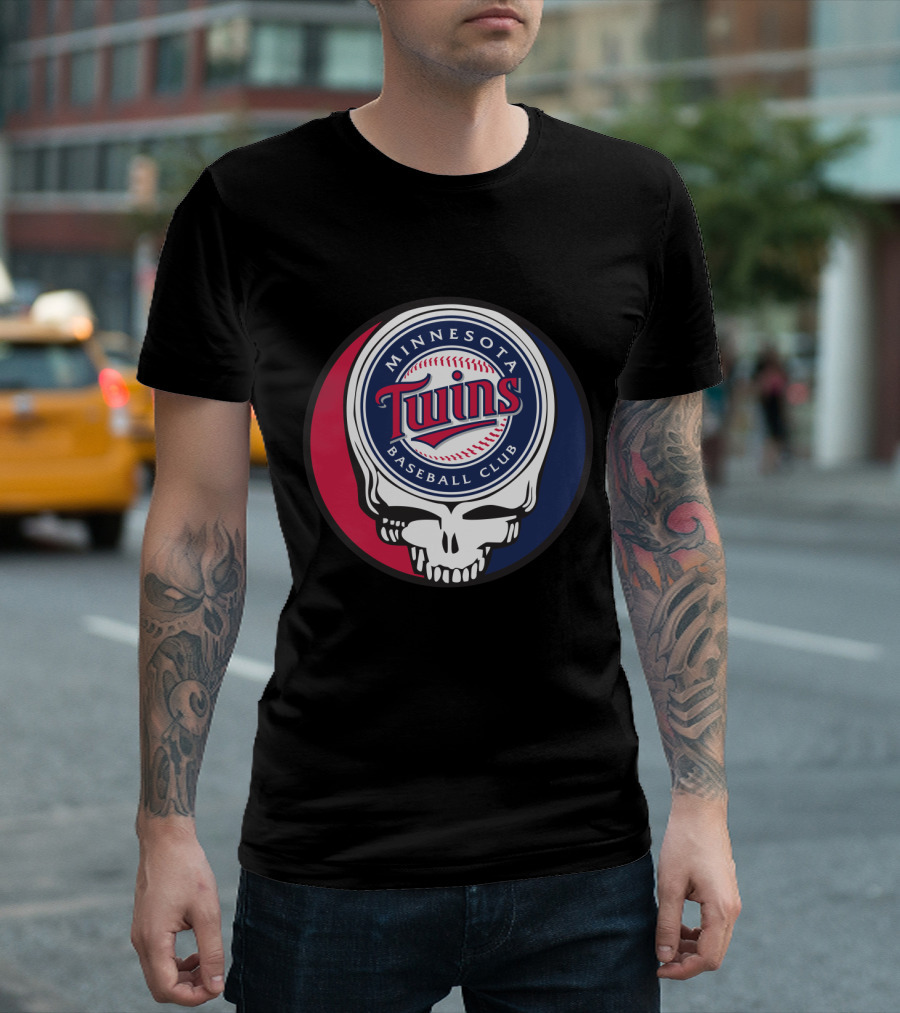 Minnesota Twins Baseball Club And Grateful Dead Skull Logo Mashup T-Shirt