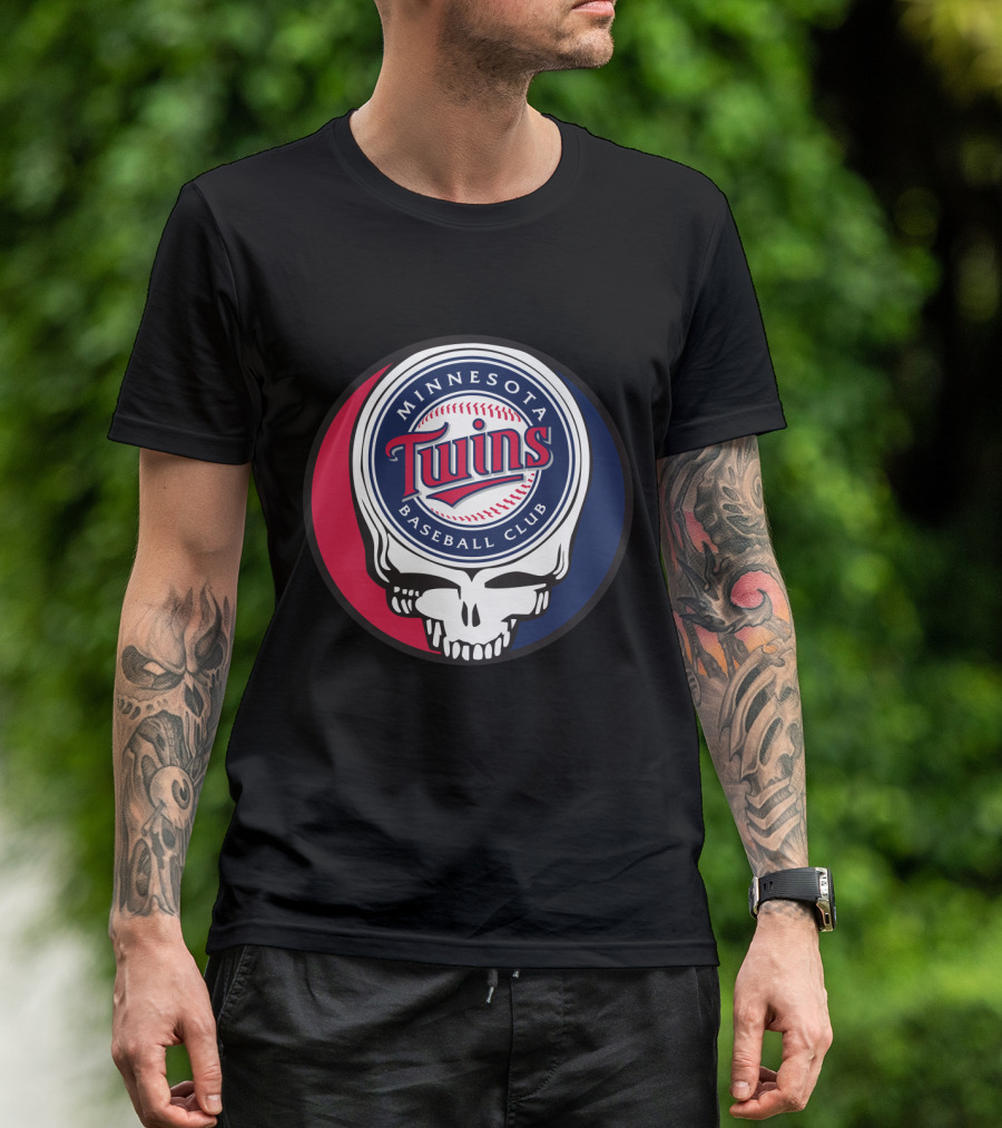 Minnesota Twins Baseball Club And Grateful Dead Skull Logo Mashup T-Shirt