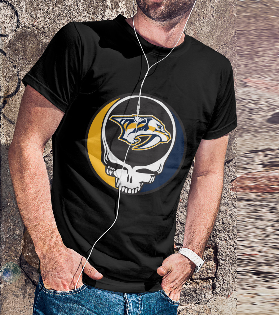 Nashville Predators Logo With Grateful Dead Skull Design For Fans T-Shirt