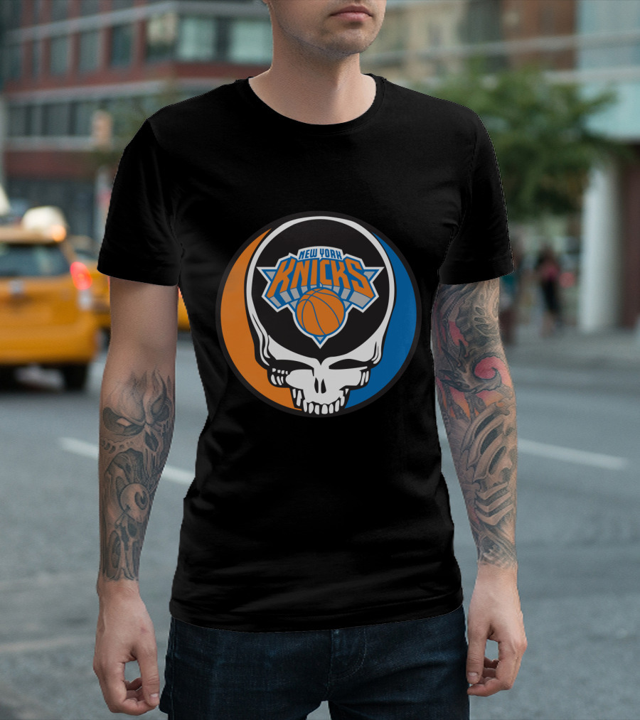 New York Knicks Grateful Dead Skull Basketball Fusion T-Shirt