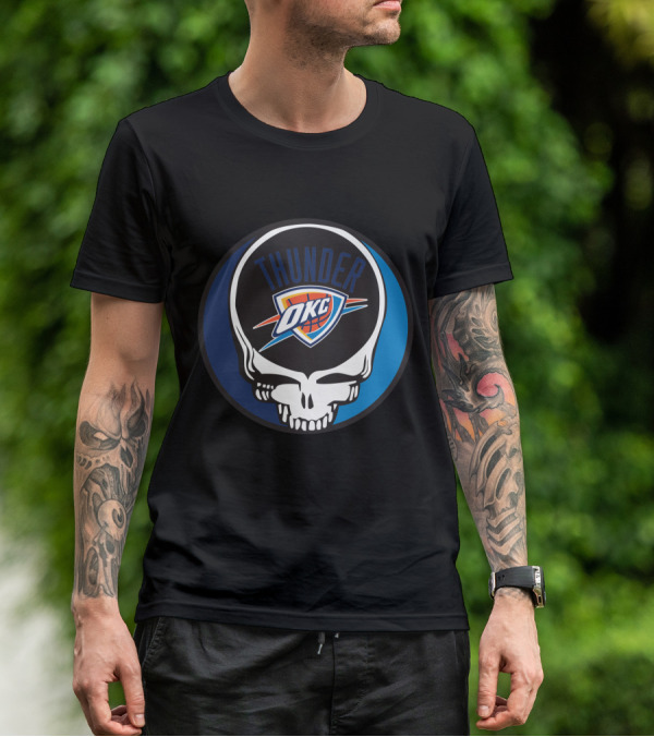 Thunder Okc Basketball Skull Icon For Grateful Dead Oklahoma City Fans T-Shirt