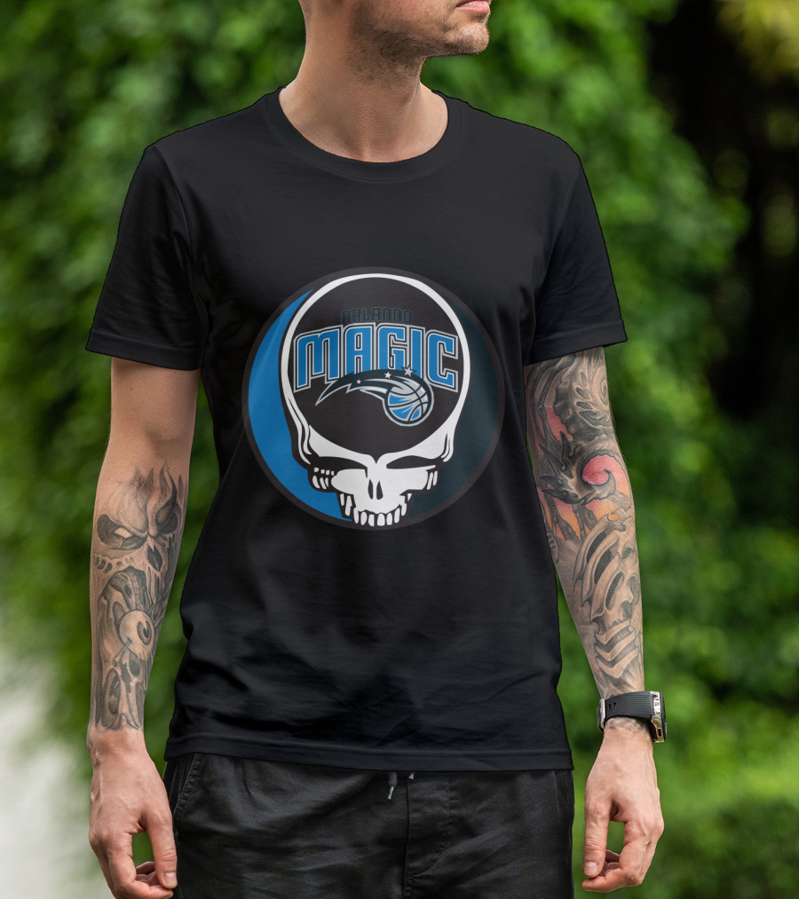Orlando Magic Grateful Dead Steal Your Face Basketball Fusion T-Shirt