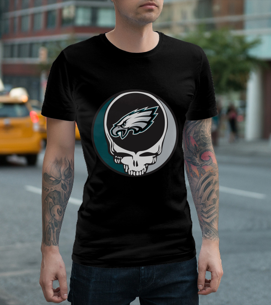 Grateful Dead Philadelphia Eagles Skull Logo Fusion T-Shirt