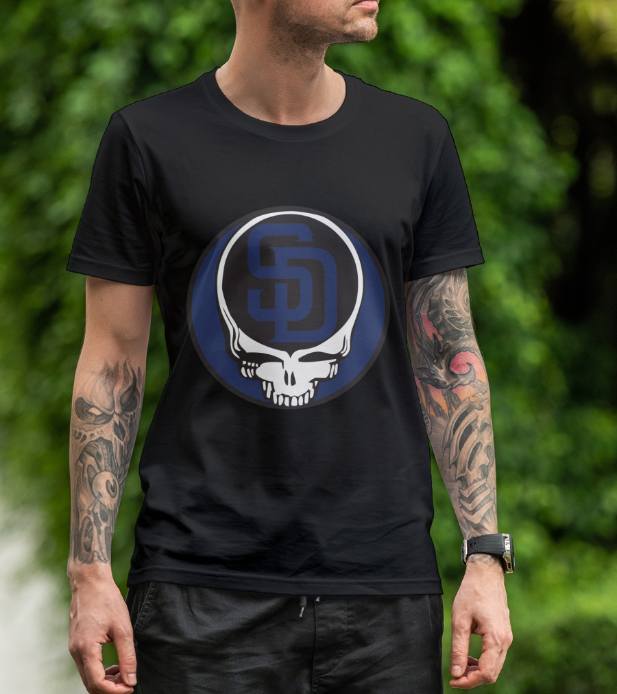 Grateful Dead San Diego Padres Fans Skull Logo Fusion T-Shirt