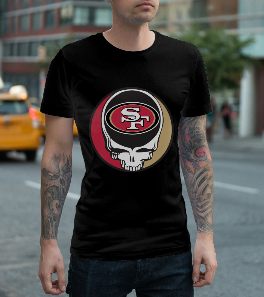 Grateful Dead Skull With San Francisco 49ers Sf Logo For Fans T-Shirt