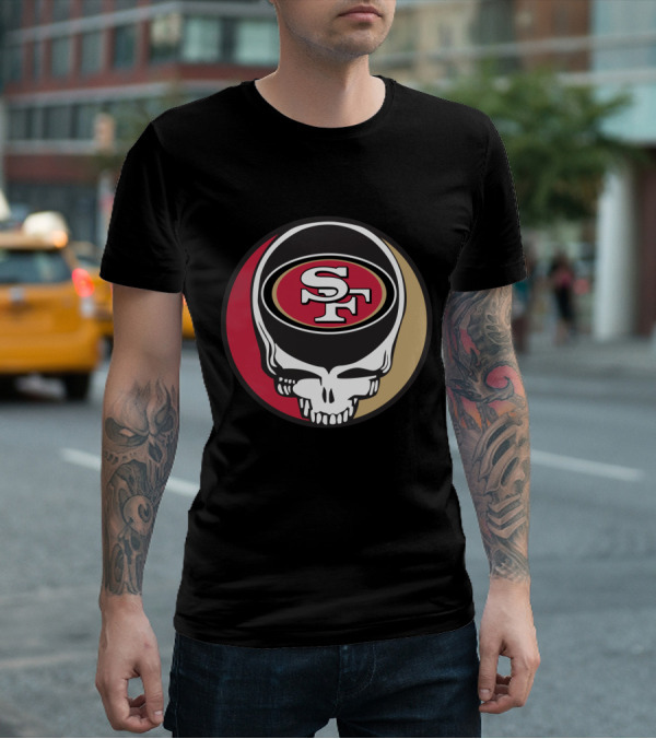Grateful Dead Skull With San Francisco 49ers Sf Logo For Fans T-Shirt