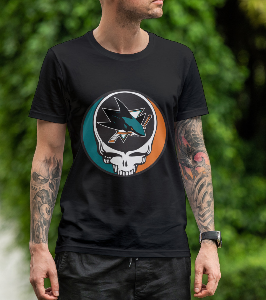 San Jose Sharks And Grateful Dead Skull Logo Fusion For Dedicated Fans T-Shirt