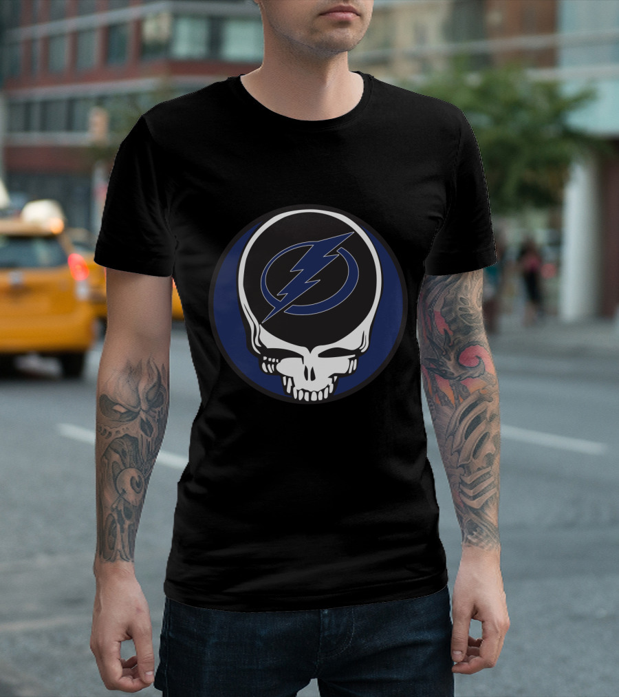Grateful Dead Tampa Bay Lightning Fans Skull with Bolt T-Shirt