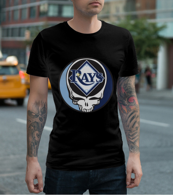 Grateful Dead Skull With Tampa Bay Rays Logo For Fans T-Shirt