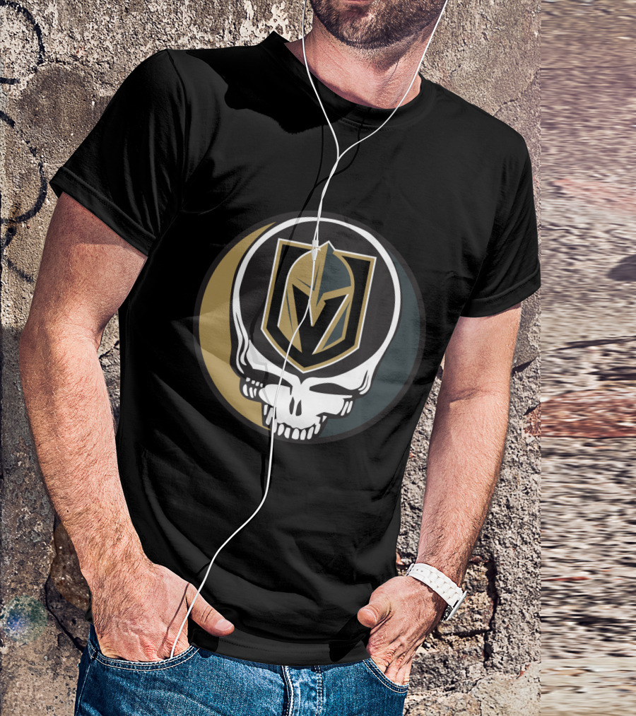 Grateful Dead Skull With Vegas Golden Knights Helmet T-Shirt
