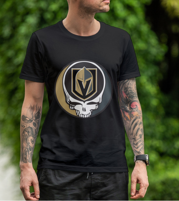 Grateful Dead Skull With Vegas Golden Knights Helmet T-Shirt