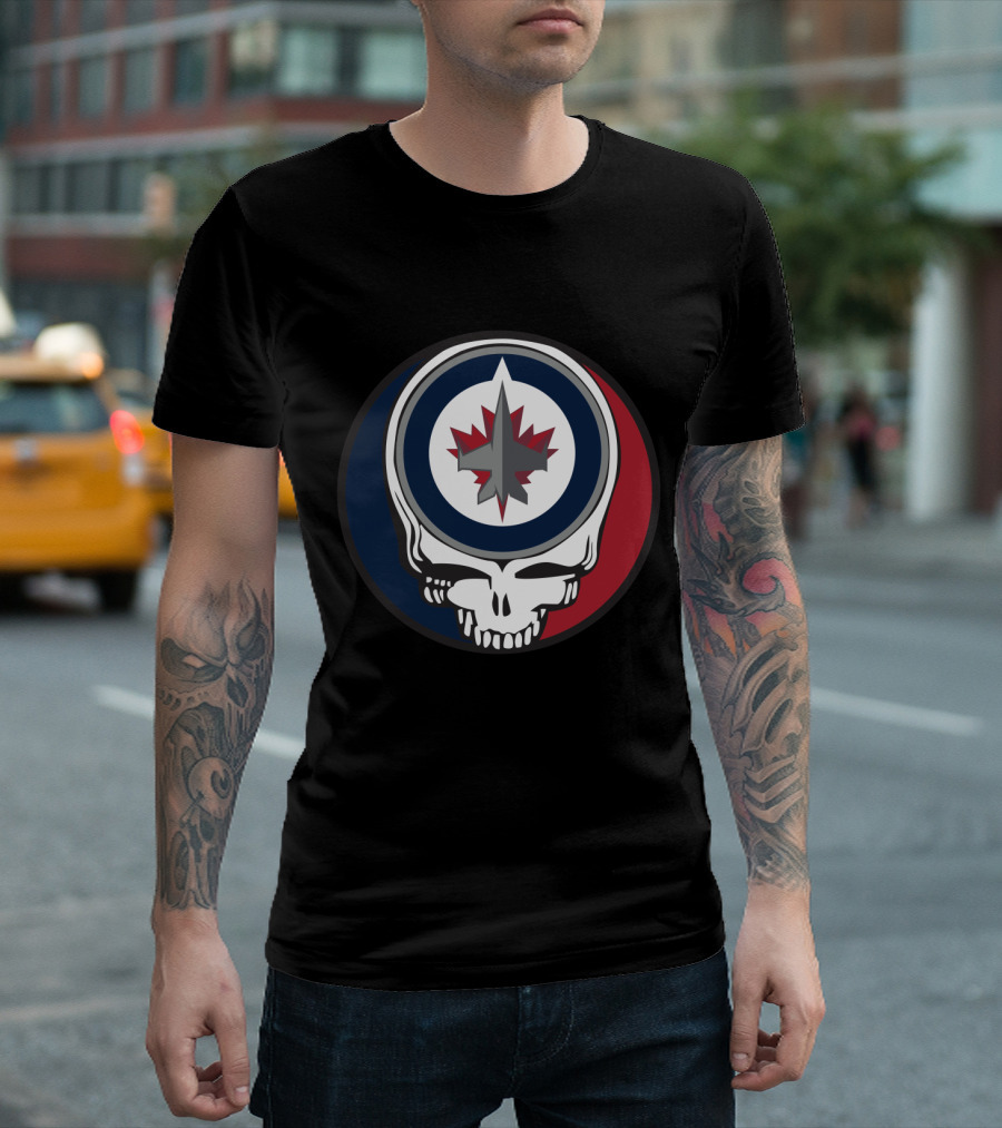 Grateful Dead Skull with Winnipeg Jets Logo for Fans T-Shirt