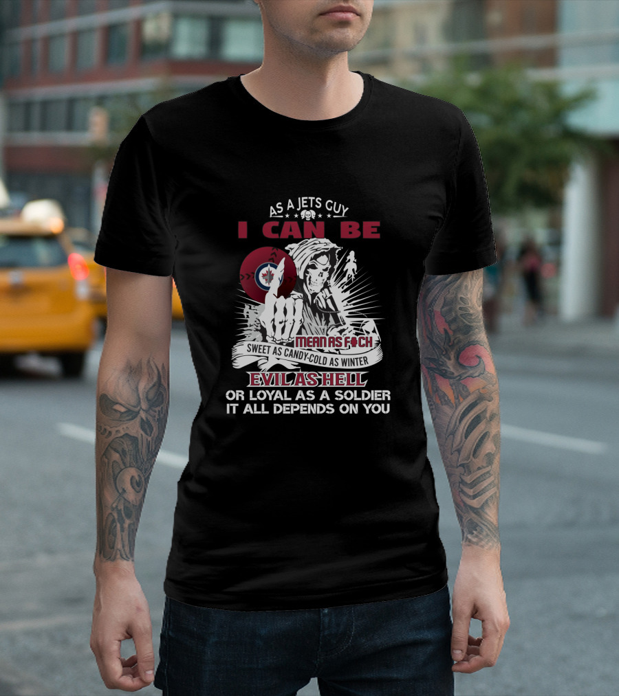 Winnipeg Jets Fan Slogan Featuring Grim Reaper Theme and Dual Nature Message T-Shirt