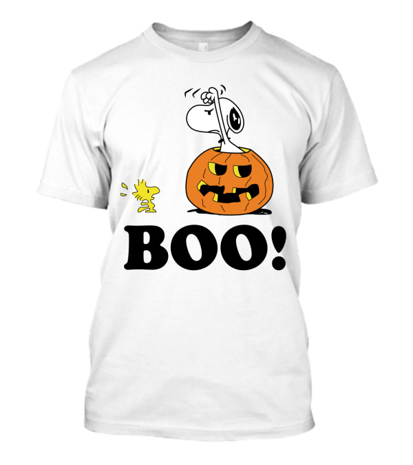 Peanuts Halloween Snoopy And Woodstock In Pumpkin BOO T-Shirt