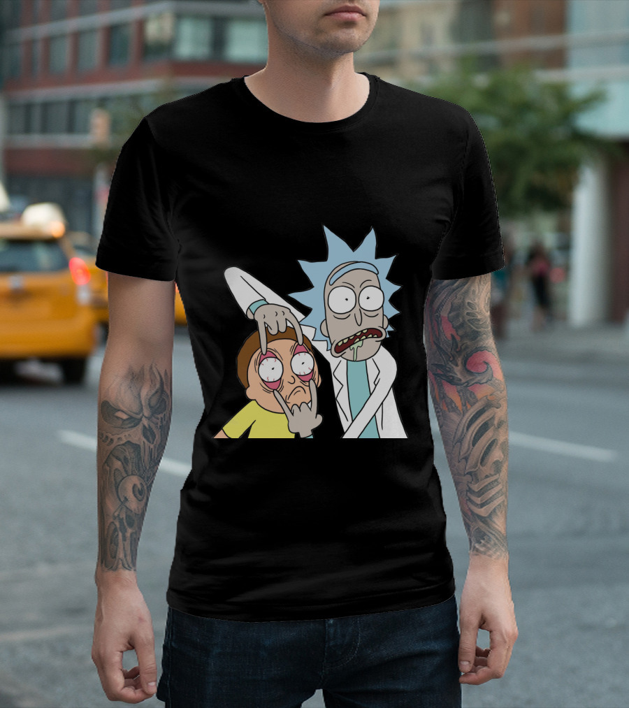 Rick and Morty Screaming Eye-Popping Gesture T-Shirt