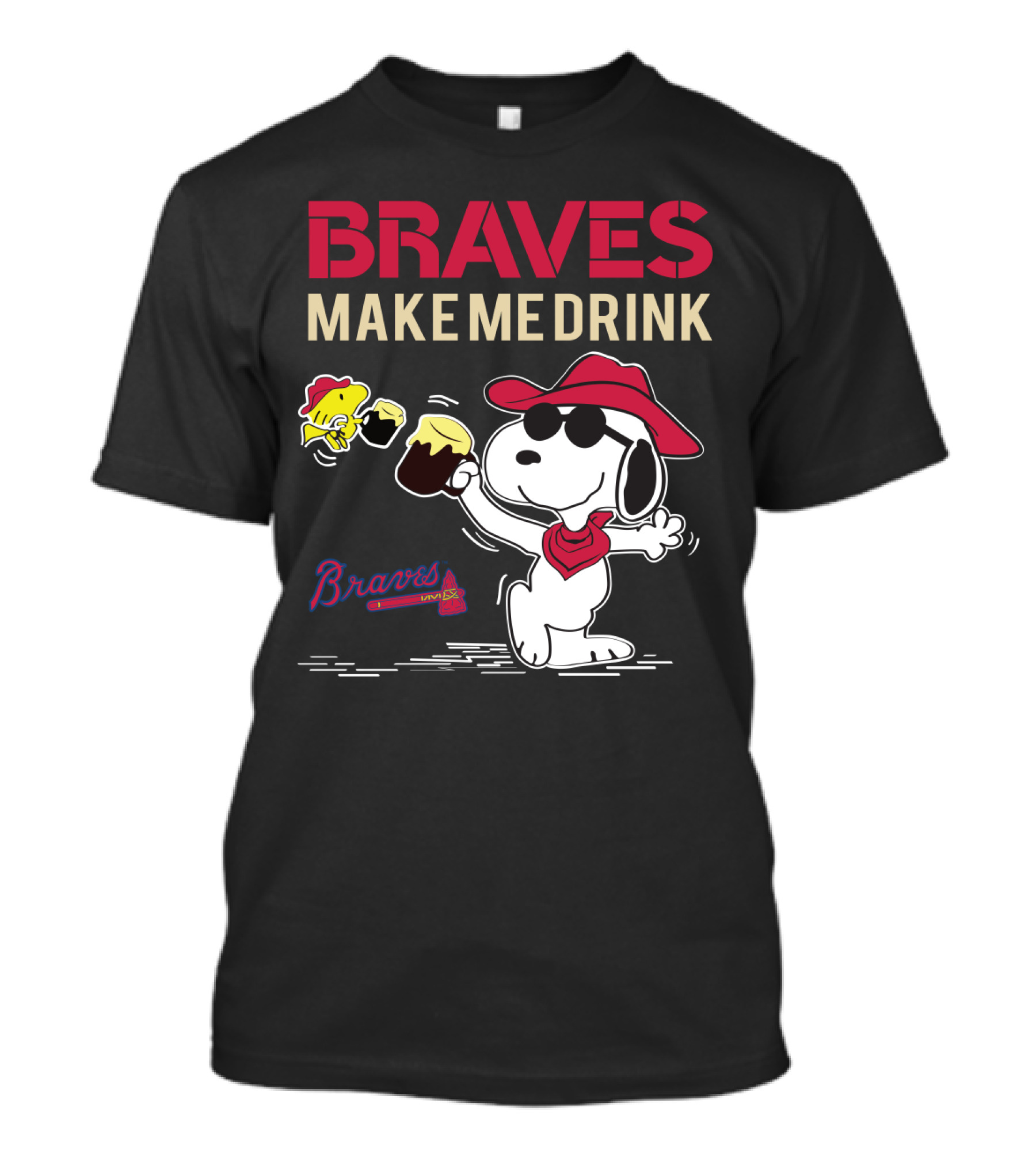 Braves Make Me Drink Snoopy Atlanta Braves Fans Peanuts Collaboration T-Shirt