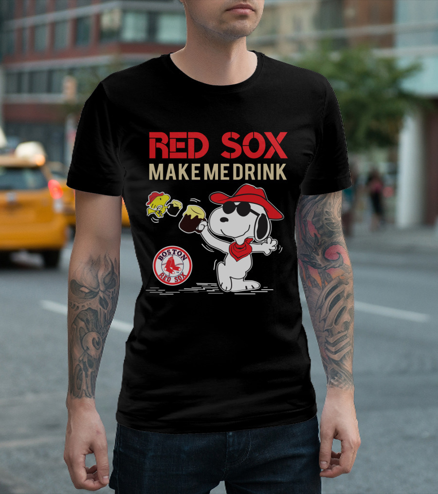 Snoopy Red Sox Make Me Drink Boston Red Sox Fan T-Shirt