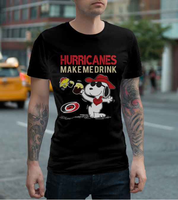 Snoopy Hurricanes Make Me Drink Carolina Hurricanes Fan Favorite T-Shirt