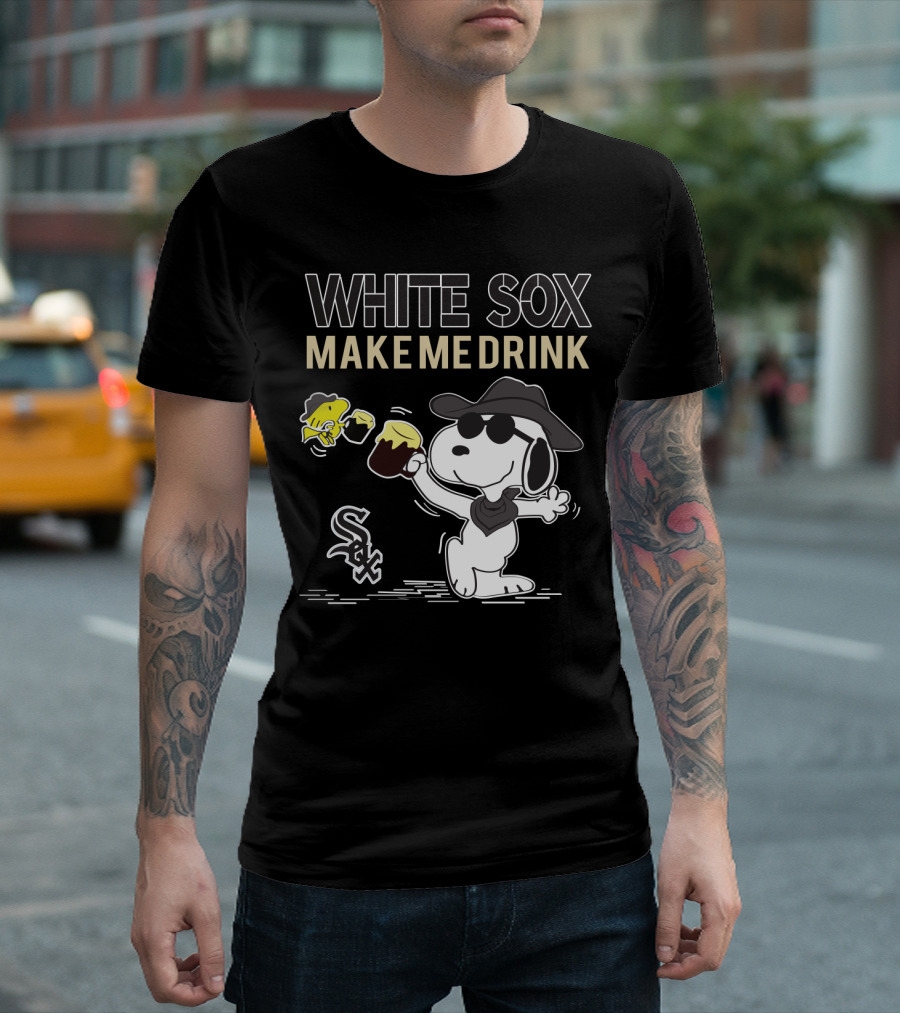 Snoopy White Sox Make Me Drink Baseball Fan Humor T-Shirt