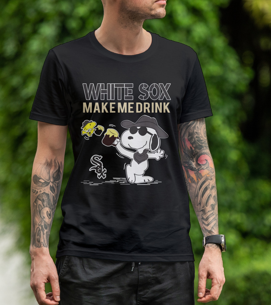 Snoopy White Sox Make Me Drink Baseball Fan Humor T-Shirt