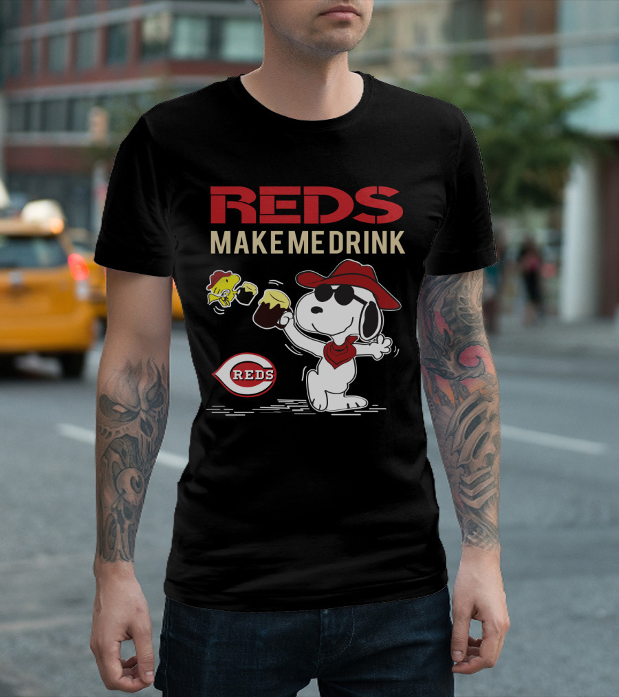Reds Make Me Drink Snoopy Celebration for Cincinnati Reds Fans T-Shirt