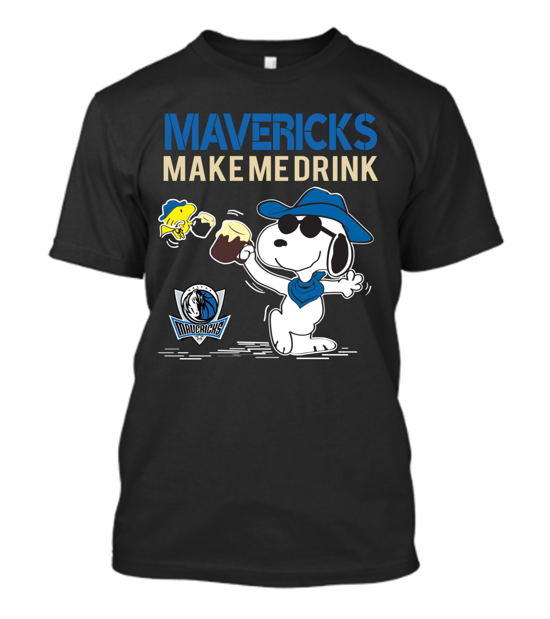 Mavericks Make Me Drink Snoopy Dallas Mavericks Fans T-Shirt