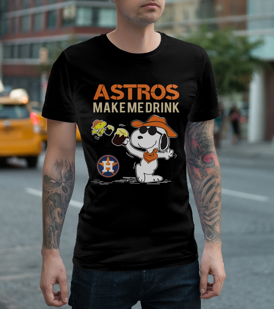 Snoopy Astros Make Me Drink Houston Fans Peanuts Baseball T-Shirt