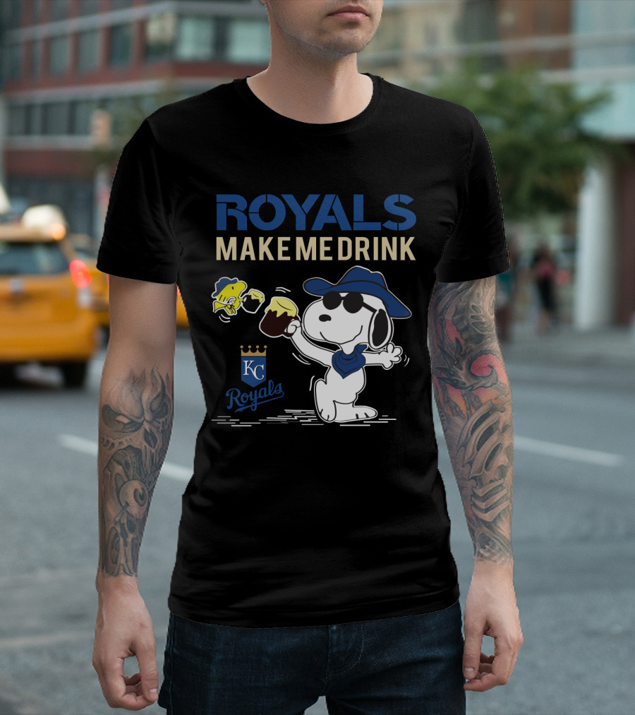 Royals Make Me Drink Snoopy Kansas City Peanuts Fan Fun T-Shirt