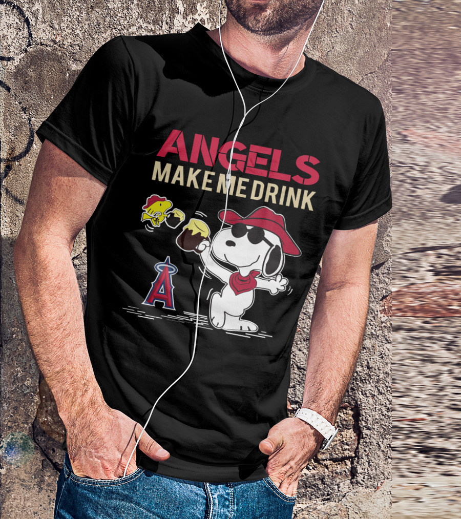 Snoopy Angels Make Me Drink Los Angeles Baseball Fans T-Shirt