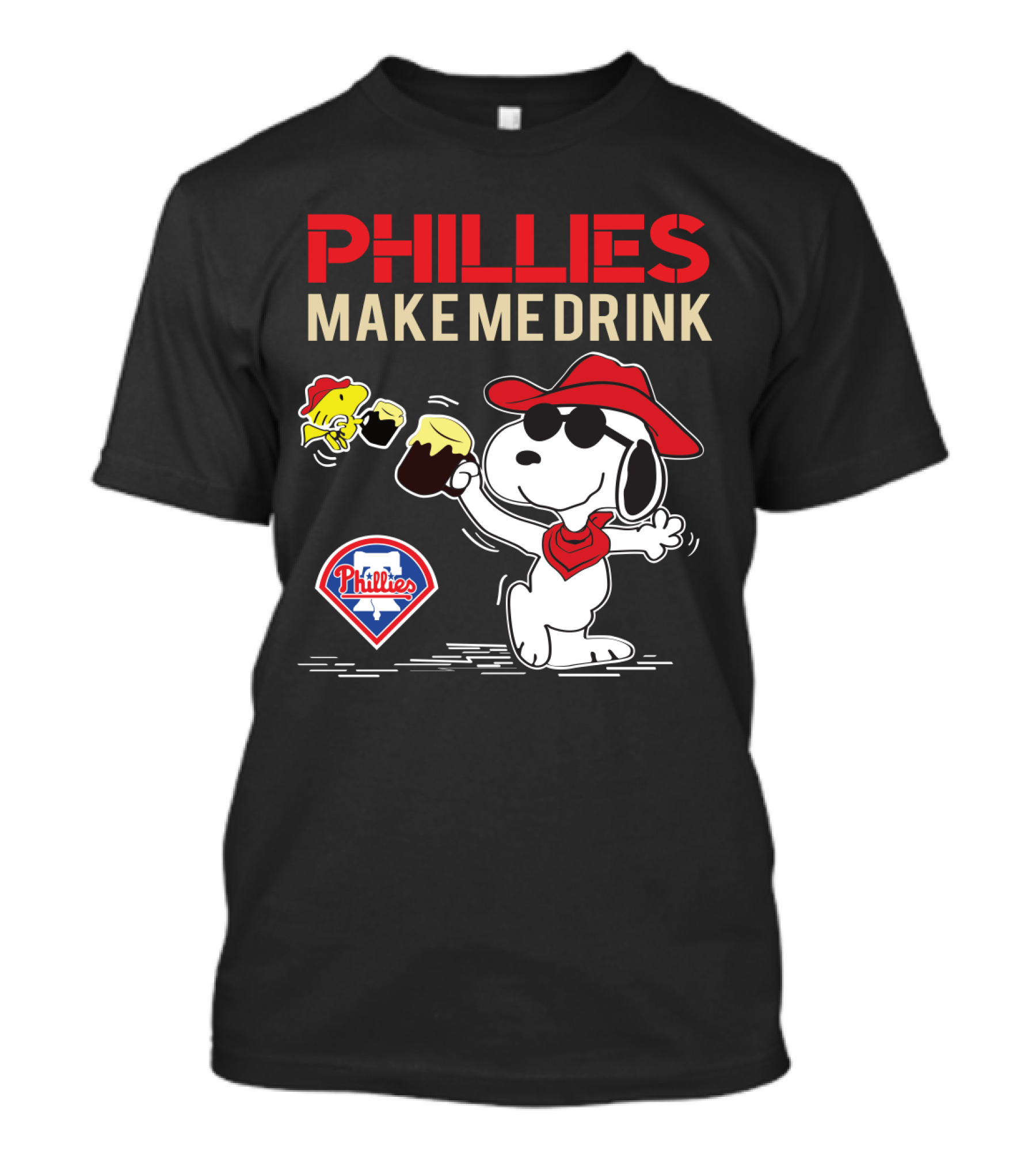 Phillies Make Me Drink Snoopy Philadelphia Phillies Fans Peanuts Party Fun T-Shirt