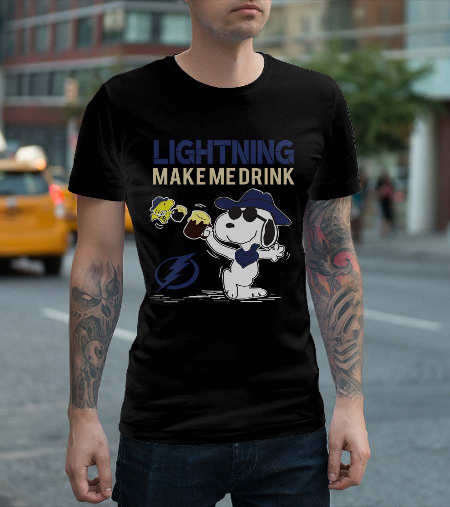 Snoopy Lightning Make Me Drink Tampa Bay Fans T-Shirt