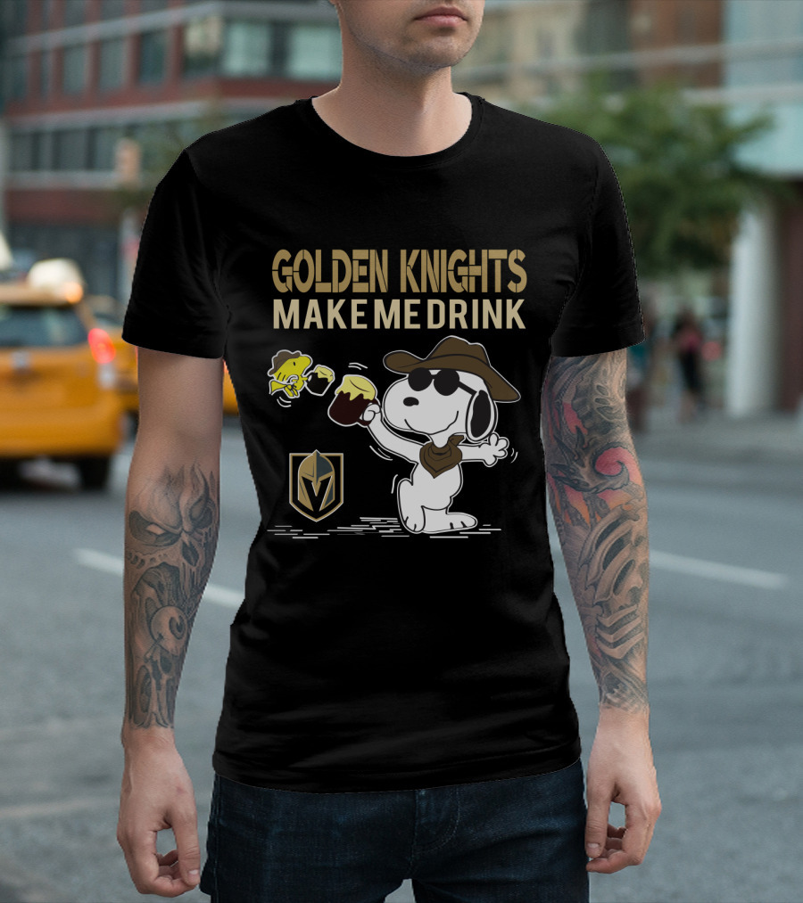 Snoopy Golden Knights Make Me Drink Vegas Fans Peanuts Beer Mug Fashion T-Shirt